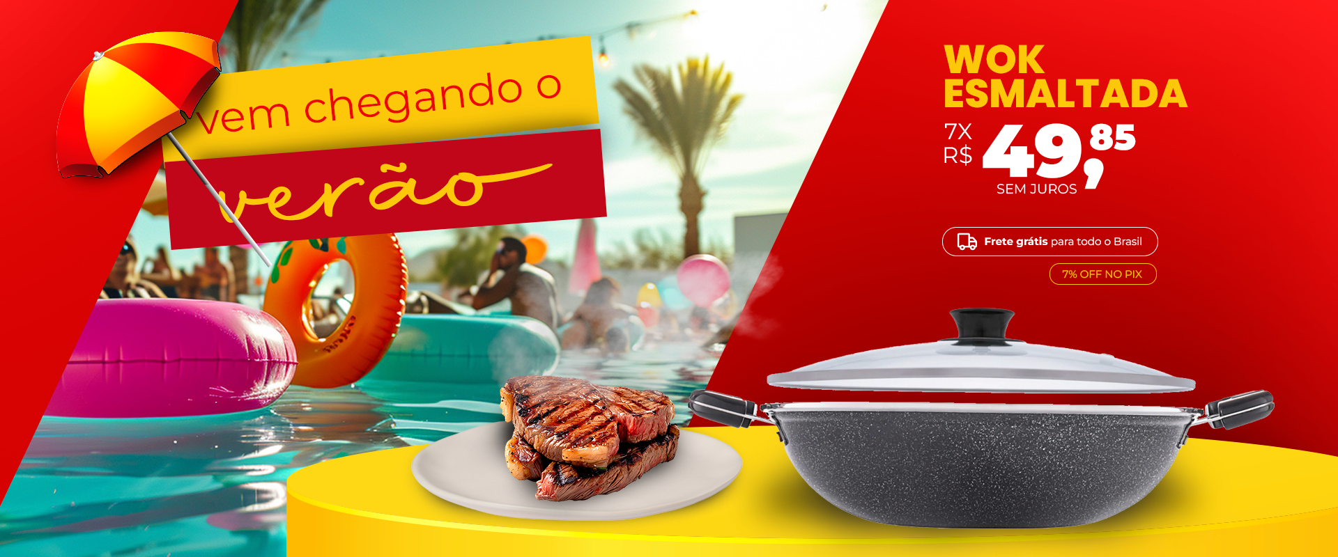 Verão Wok Grill - Panela esmaltada